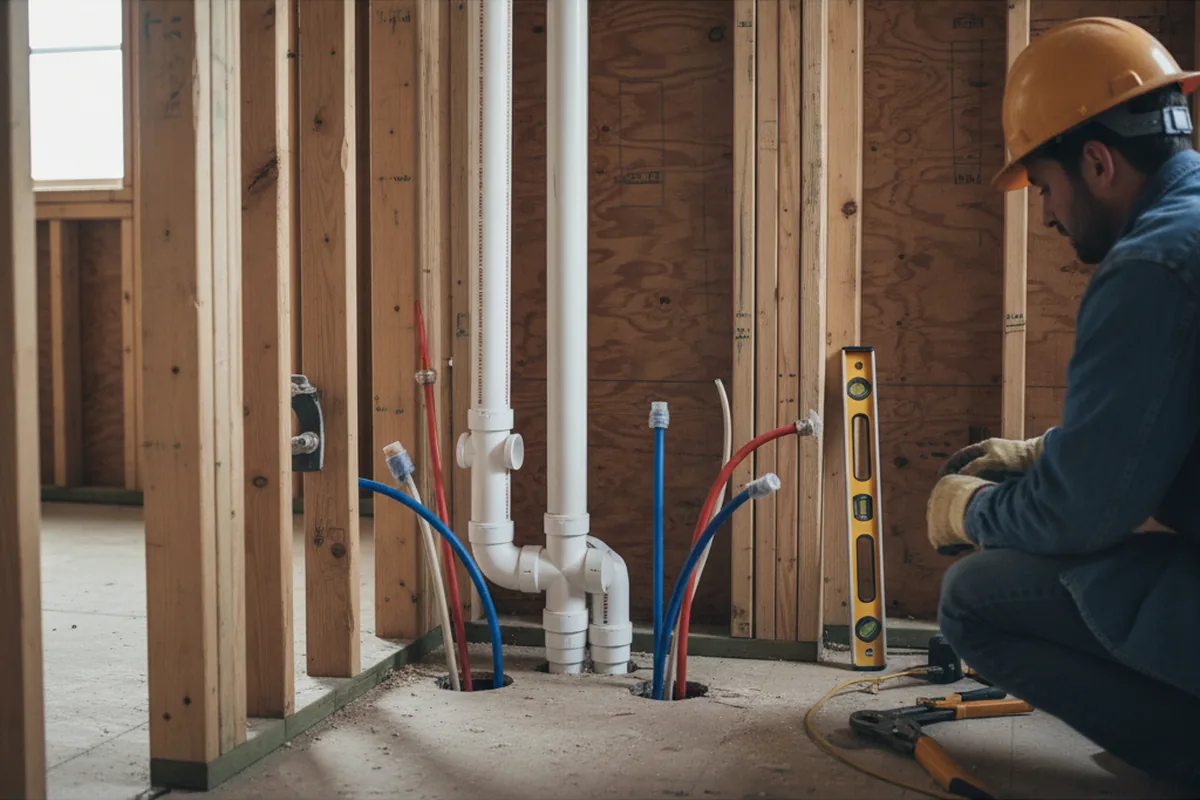 Drain and supply rough-in during Garbage Disposal Repair in Mize